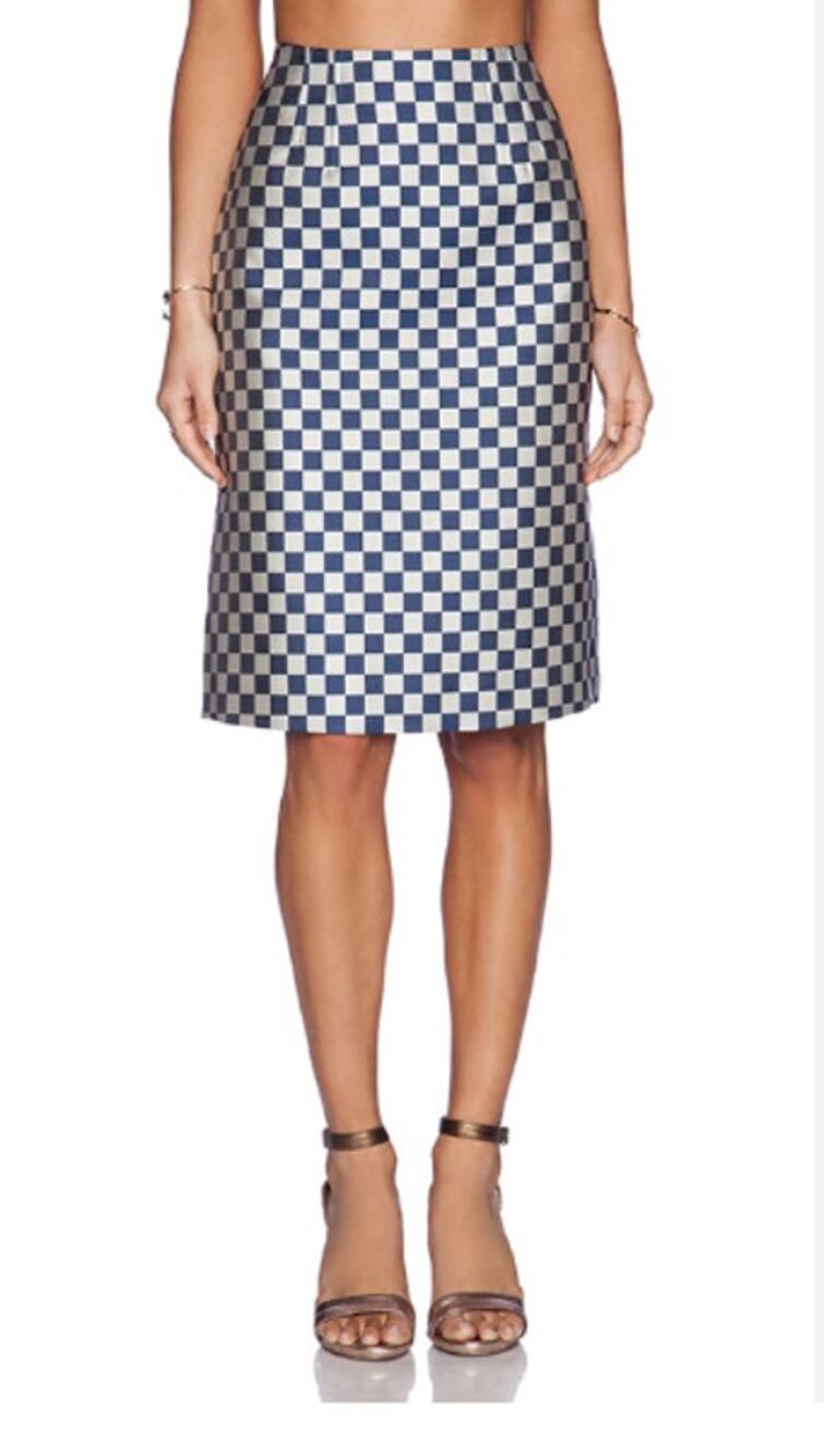 Marc by Marc Jacobs Checkerboard Jacquard Skirt Size 10 Cream Navy Blue
